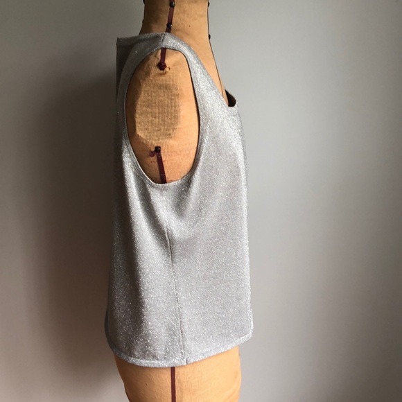 Laura Ashley Metalic Silver ScoopSleevelessTankTop - Picture 4 of 12